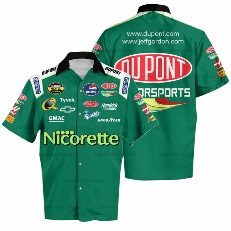 Jeff Gordon Nascar Racing Nicorette Uniform Hawaiian Shirt 1