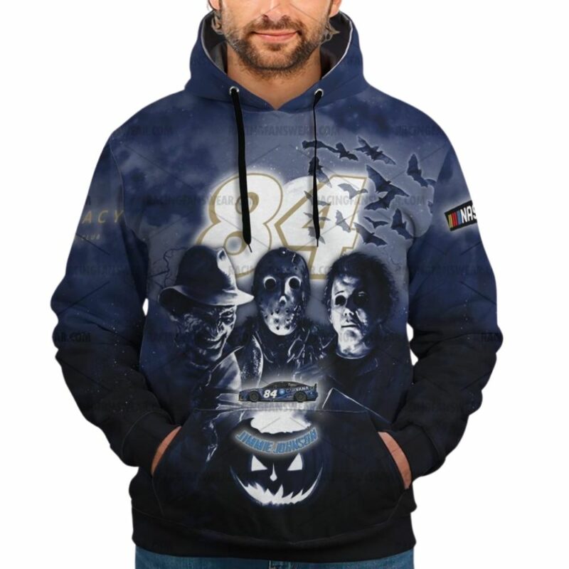 Jimmie Johnson 84 Nascar Racing With Michael Myers Friends Horror Halloween 3D Hoodie 1