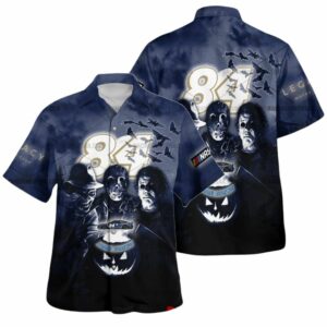 Jimmie Johnson 84 Nascar Racing With Michael Myers Friends Horror Halloween Hawaiian Shirt