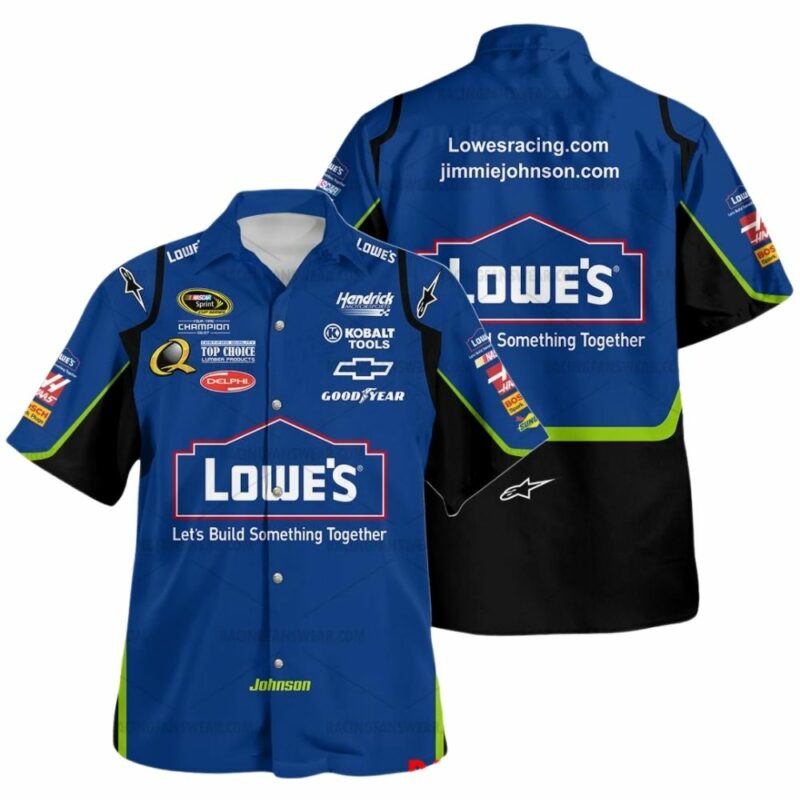 Jimmie Johnson Nascar Lowes 2008 Racing Uniform Hawaiian Shirt 1