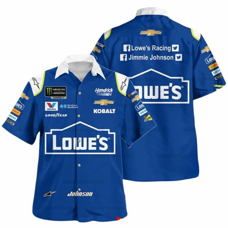 Jimmie Johnson Nascar Lowes 2017 Racing Uniform Hawaiian Shirt 1
