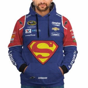 Jimmie Johnson Nascar Racing 2016 Superman Uniform All Over Print Hoodie