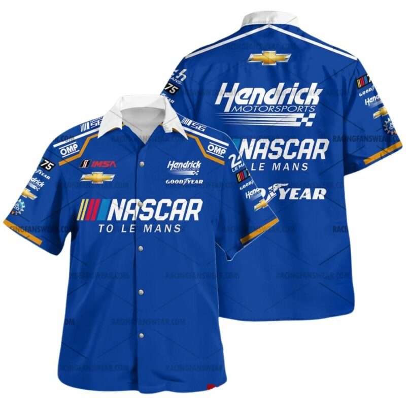 Jimmie Johnson Nascar Racing 2023 Hendrick Motorsports Le Mans Uniform Hawaiian Shirt 1