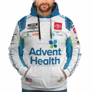 Jimmie Johnson Nascar Racing 2024 Legacy Motor Club Advent Health Uniform All Over Print Hoodie