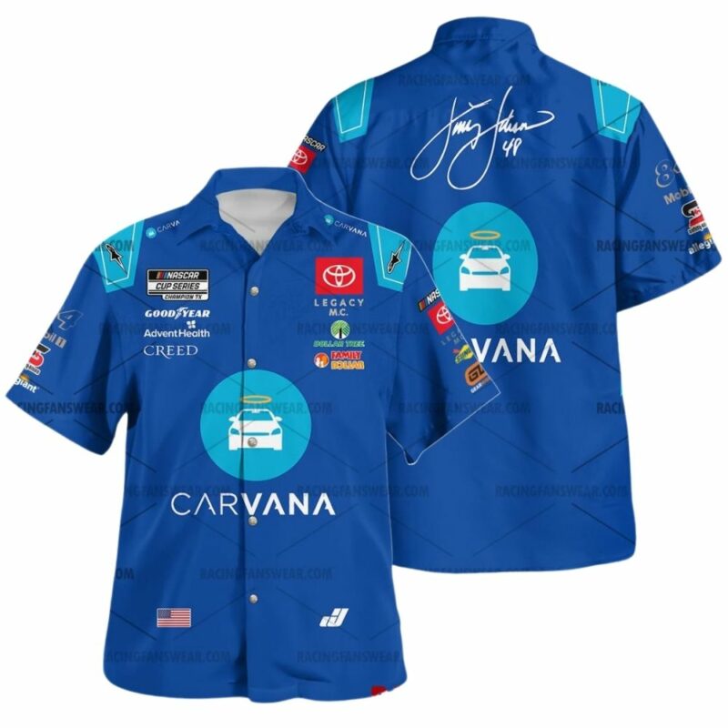 Jimmie Johnson Nascar Racing Carvana 2024 Signature Uniform Hawaiian Shirt 1