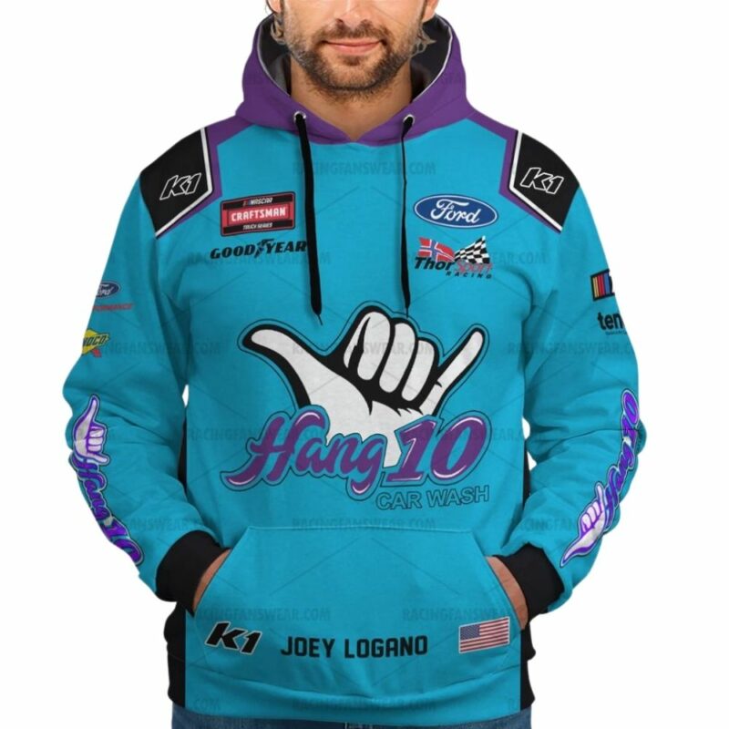 Joey Logano Nascar Racing Hang 10 Car Wash 2023 Uniform 3D Hoodie 1