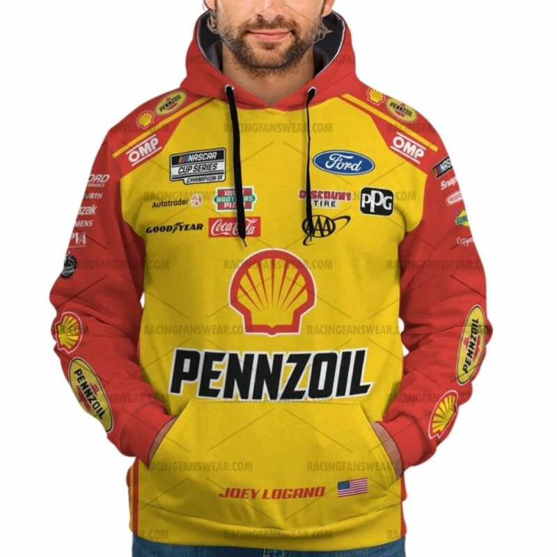 Joey Logano Nascar Racing Pennzoil 2025 Uniform 3D Hoodie 1