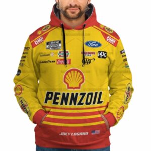 Joey Logano Nascar Racing Pennzoil Ford And Coca Cola 2024 Uniform All Over Print Hoodie