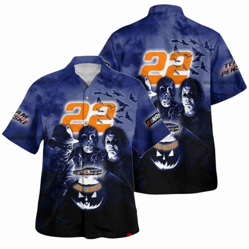 Joey Logano Nascar Racing With Friends Horror Halloween Hawaiian Shirt 1