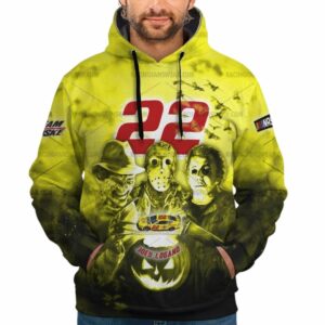 Joey Logano Nascar Racing With Michael Myers Friends Horror Halloween All Over Print Hoodie