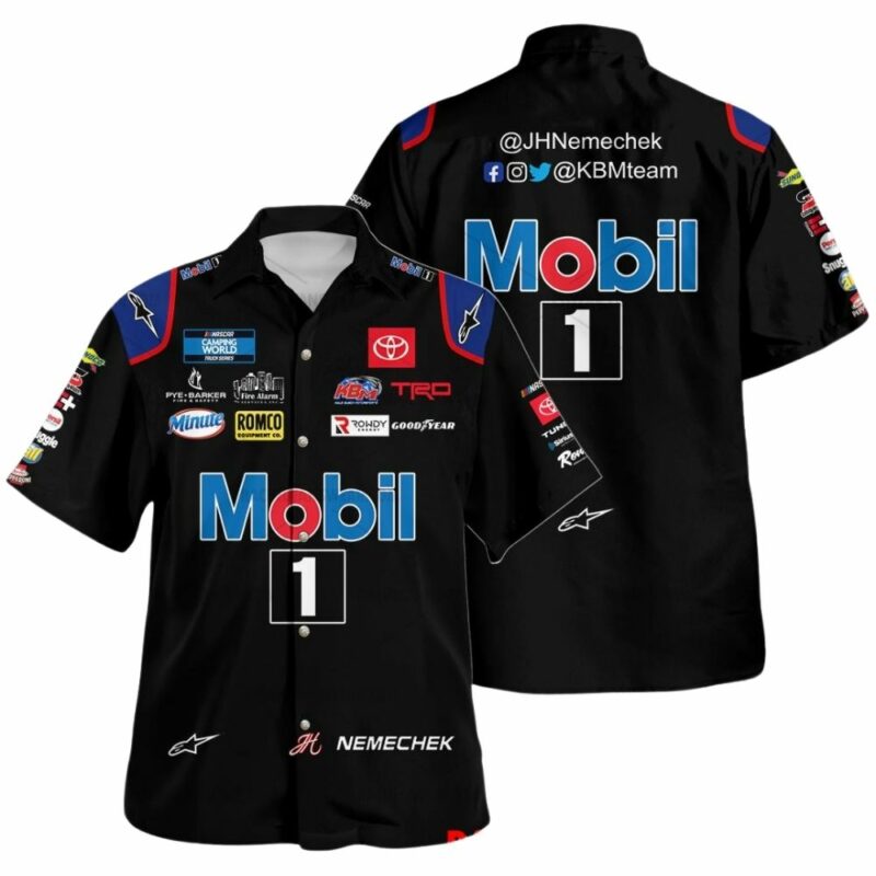 John Hunter Nemechek Nascar Mobil 1 2022 Racing Uniform Hawaiian Shirt 1