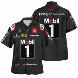John Hunter Nemechek Nascar Racing Mobil 1 2023 Uniform Hawaiian Shirt