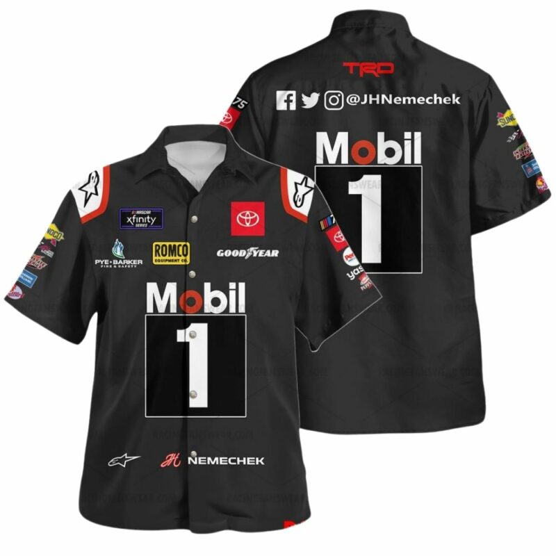 John Hunter Nemechek Nascar Racing Mobil 1 2023 Uniform Hawaiian Shirt 1