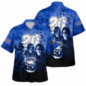 John Hunter Nemechek Nascar Racing With Michael Myer Friends Horror Halloween Hawaiian Shirt