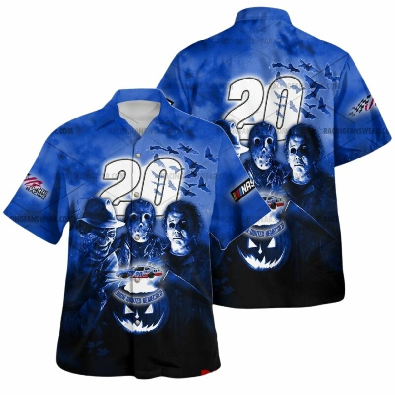 John Hunter Nemechek Nascar Racing With Michael Myer Friends Horror Halloween Hawaiian Shirt 1