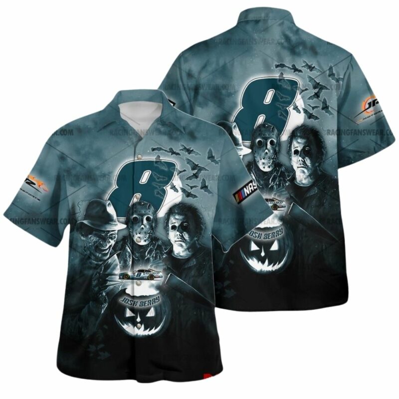 Josh Berry 8 With Friends Horror Nascar Racing Halloween Hawaiian Shirt 1