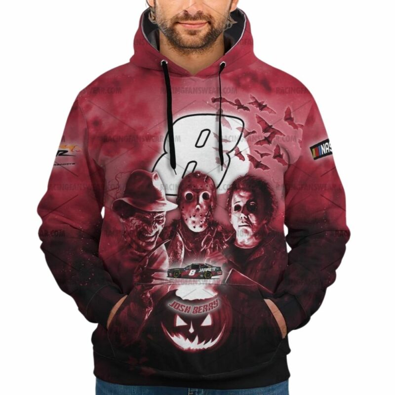 Josh Berry 8 With Michael Myers Friends Horror Nascar Racing Jarrett Halloween 3D Hoodie 1
