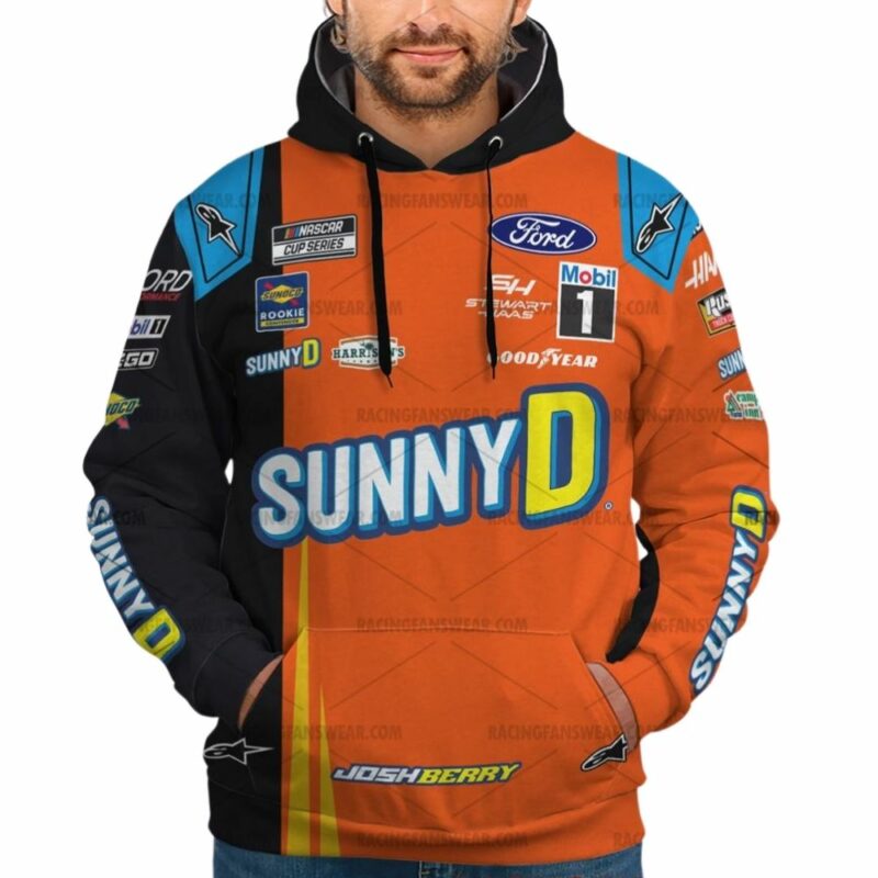 Josh Berry Nascar Racing 2024 Stewart Haas Racing Sunnyd Uniform 3D Hoodie 1