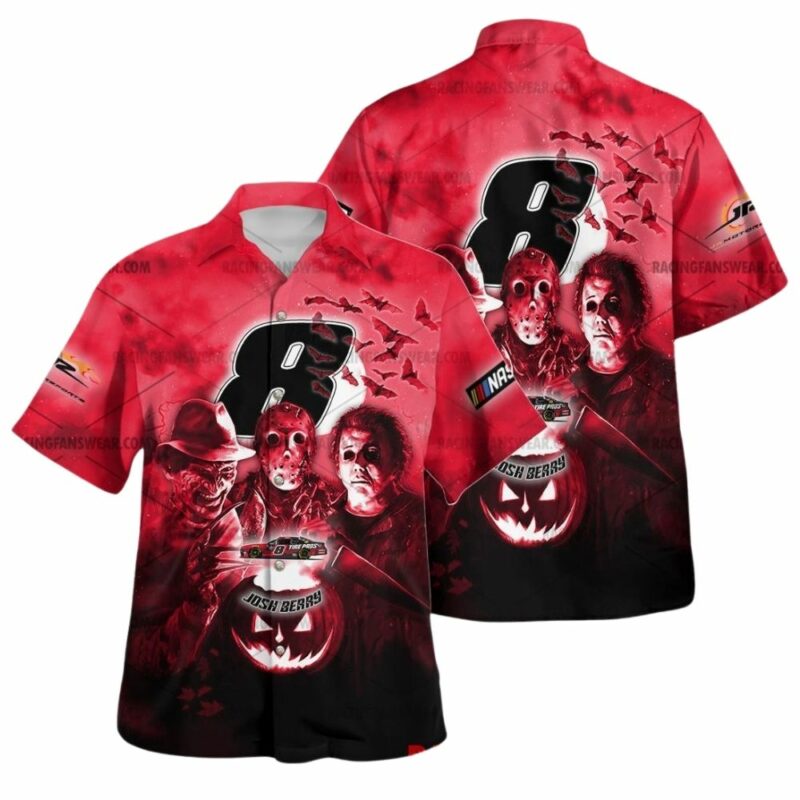 Josh Berry With Friends Horror Nascar Tire Pros Racing Halloween Hawaiian Shirt 1