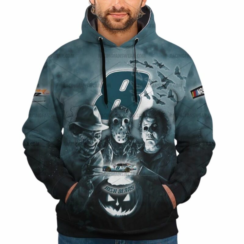 Josh Berry With Michael Myers Friends Horror Nascar Racing Halloween 3D Hoodie 1