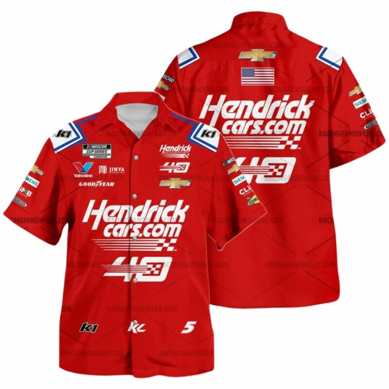 Kyle Larson Nascar Racing 2024 Hendrick Motorsports Uniform Red Hawaiian Shirt 1