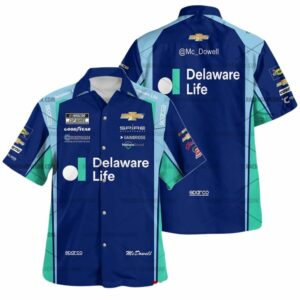 Michael McDowell Nascar Racing Deleware Life 2025 Uniform Hawaiian Shirt