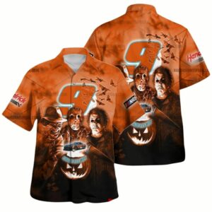 Michael Myers and Chase Elliott Nascar Racing Halloween Hawaiian Shirt