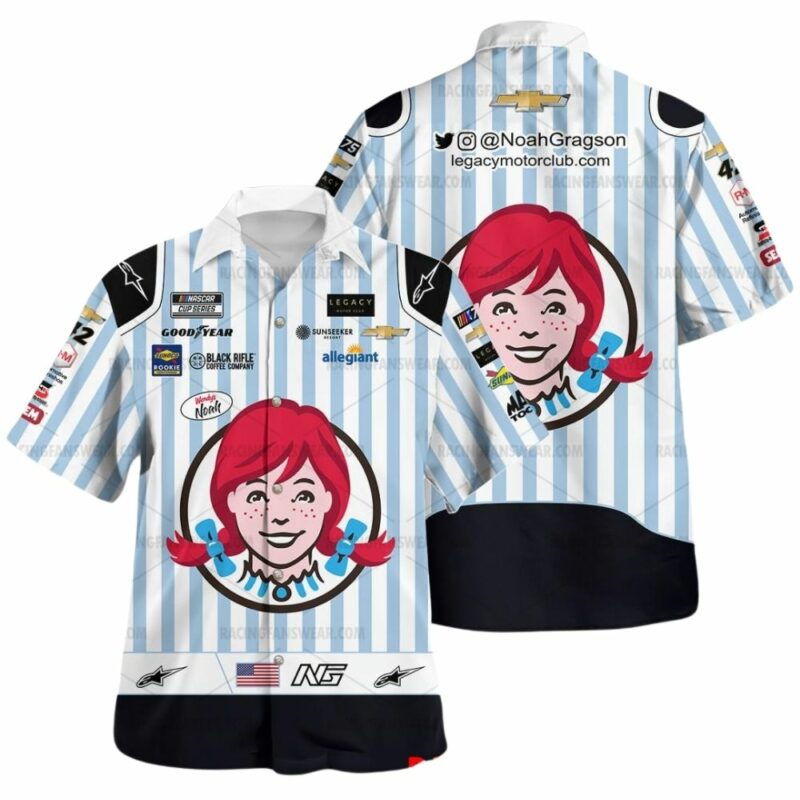 Noah Gragson Nascar 2023 Wendys Racing Uniform Hawaiian Shirt 1
