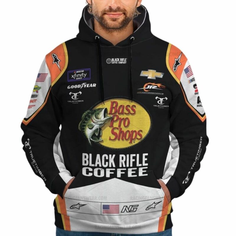 Noah Gragson Nascar Racing 2023 Bass Pro Shops Black Rifle Coffee Uniform 3D Hoodie 1