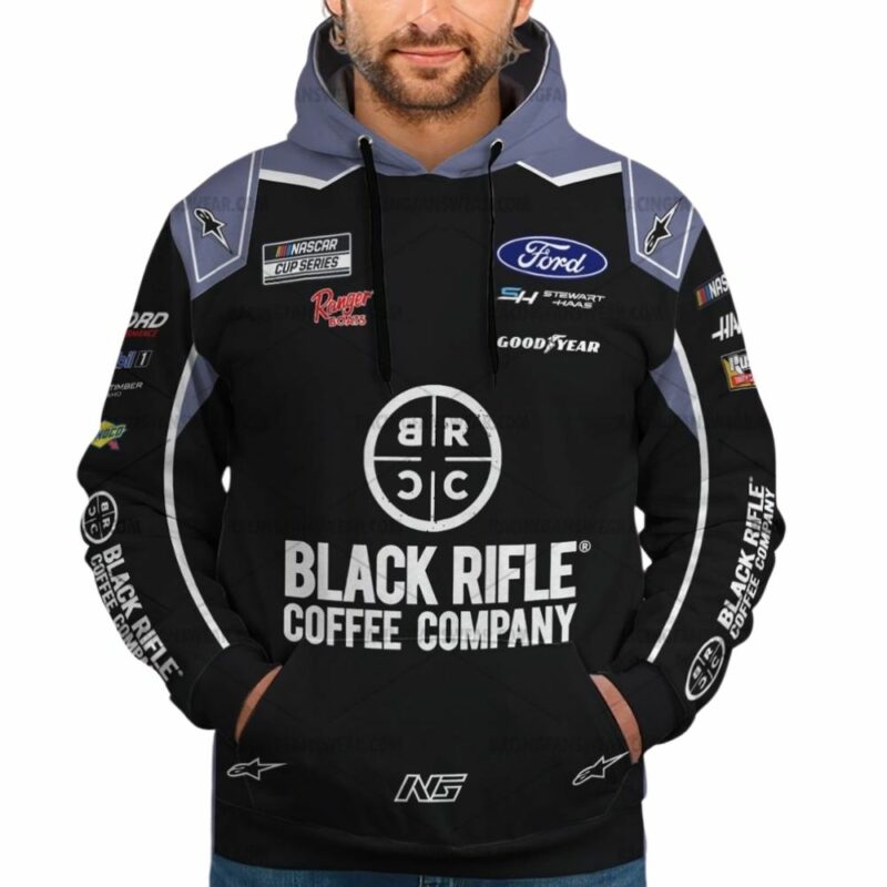 Noah Gragson Nascar Racing 2024 Stewart Haas Racing Black Rifle Coffee Uniform 3D Hoodie 1