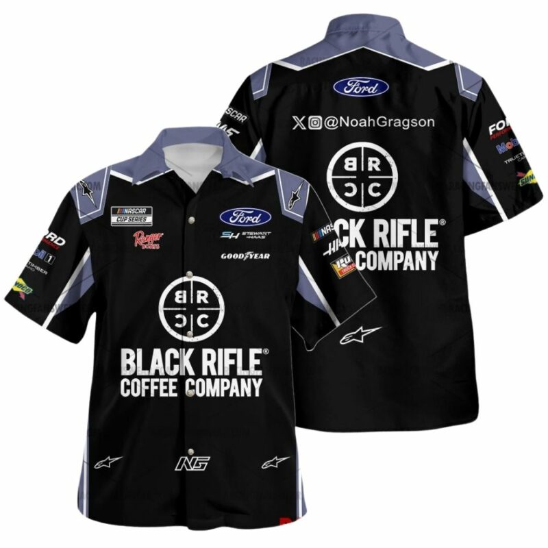 Noah Gragson Nascar Racing 2024 Stewart Haas Racing Black Rifle Coffee Uniform Hawaiian Shirt 1