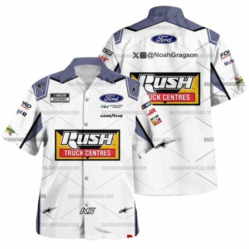 Noah Gragson Nascar Racing 2024 Stewart Haas Racing Rush Truck Centers Uniform Hawaiian Shirt 1