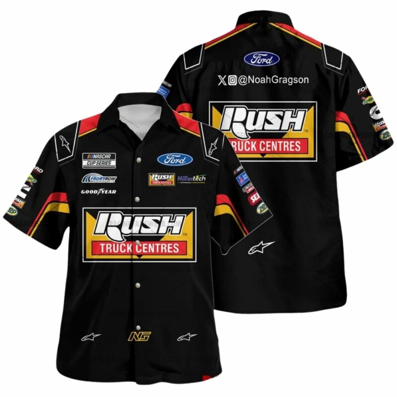 Noah Gragson Nascar Racing 2025 Rush Truck Centres Uniform Hawaiian Shirt 1