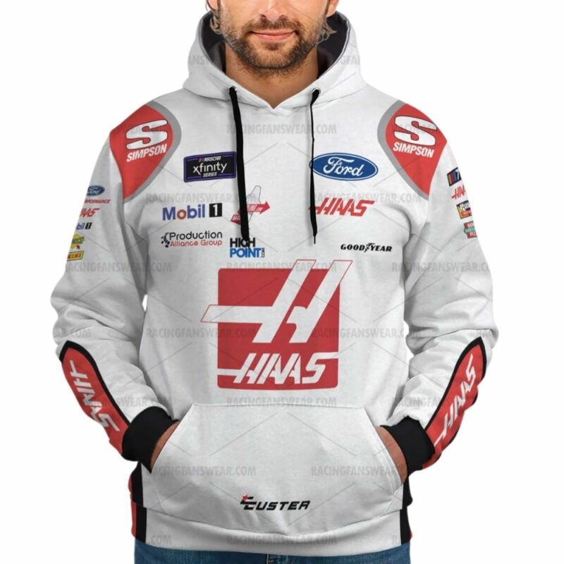 Personalized And Number Cole Custer Nascar Racing 2023 Ford Haas And Mobil 1 Uniform 3D Hoodie 1
