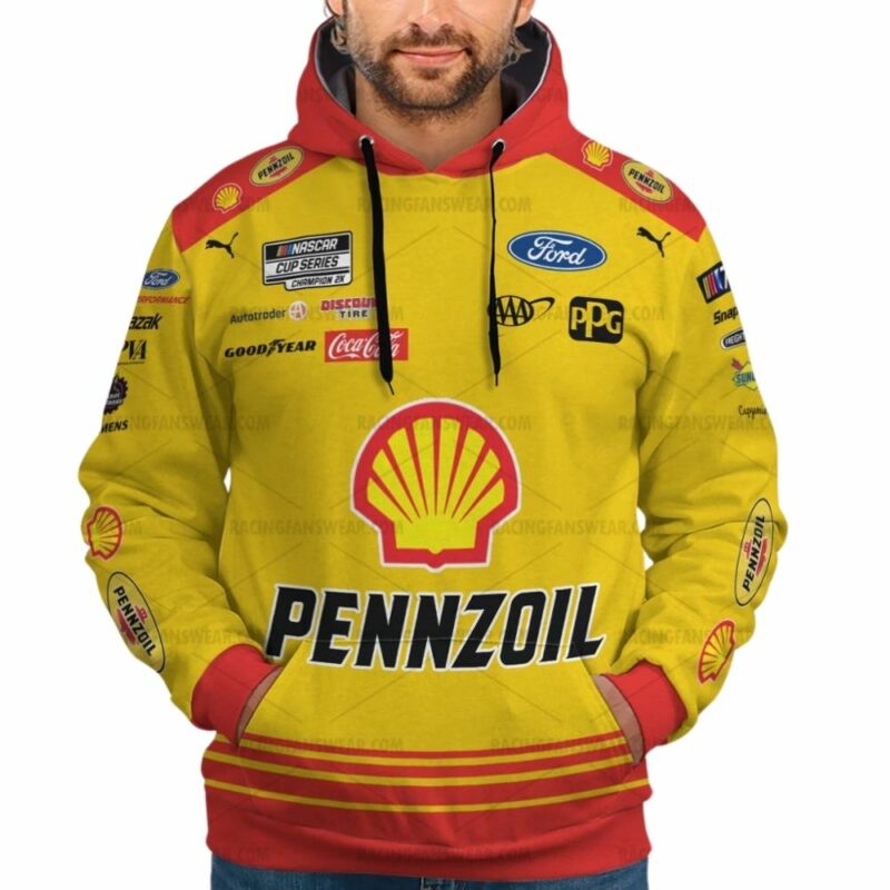 Personalized And Number Joey Logano Nascar Racing Pennzoil 2023 Uniform 3D Hoodie 1