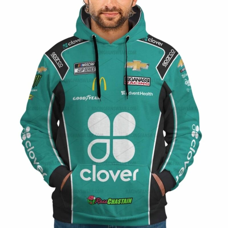 Personalized And Number Ross Chastain Nascar Racing 2022 Clover Uniform 3D Hoodie 1