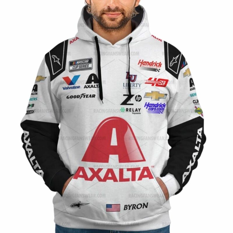 Personalized And Number William Byron Nascar Racing 2024 Hendrick Motorsports Axalta Uniform 3D Hoodie 1
