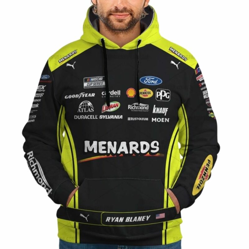 Personalized Ryan Blaney Nascar Menards Racing 2023 Uniform 3D Hoodie 1