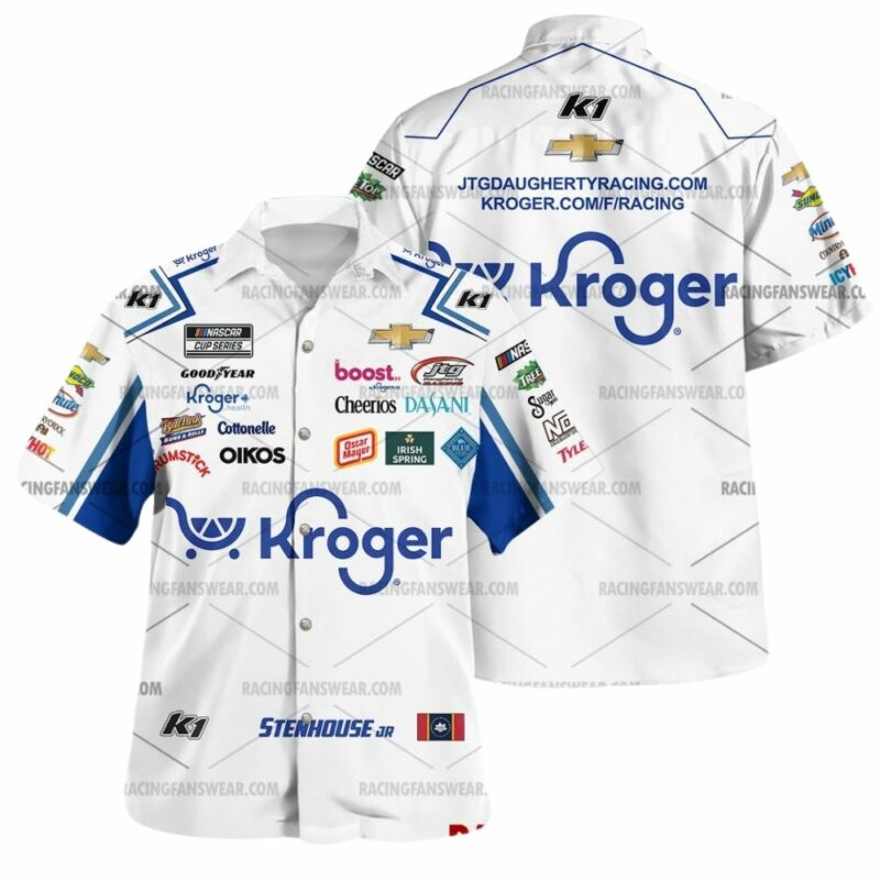 Ricky Stenhouse Jr Nascar Racing 2024 Jtg Daugherty Racing Kroger Uniform Hawaiian Shirt 1