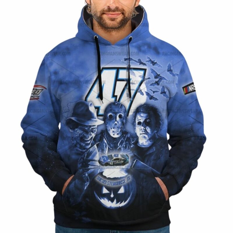 Ricky Stenhouse Jr Nascar Racing With Michael Myers Friends Horror Halloween 3D Hoodie 1