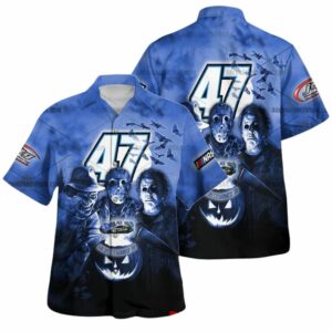 Ricky Stenhouse Jr Nascar Racing With Michael Myers Friends Horror Halloween Hawaiian Shirt