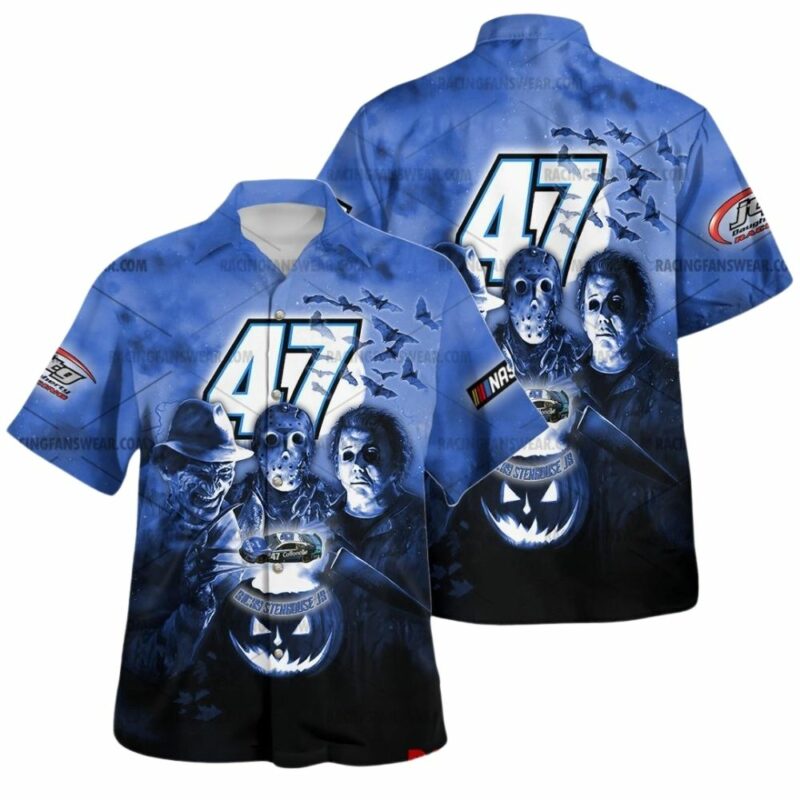 Ricky Stenhouse Jr Nascar Racing With Michael Myers Friends Horror Halloween Hawaiian Shirt 1