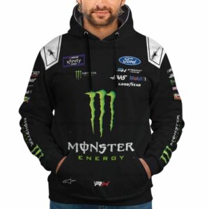 Riley Herbst Nascar Racing 2024 Stewart Haas Racing Monster Energy Uniform All Over Print Hoodie