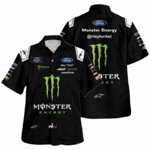 Riley Herbst Nascar Racing 2024 Stewart Haas Racing Monster Energy Uniform Hawaiian Shirt