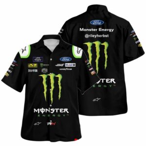 Riley Herbst Nascar Racing Monster Energy 2023 Uniform Hawaiian Shirt