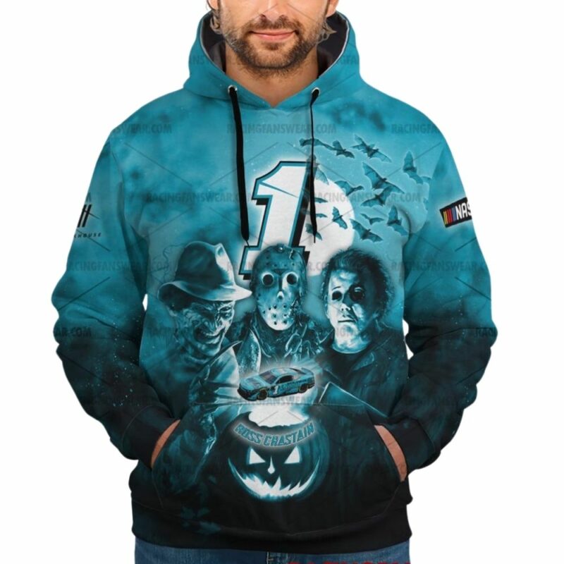 Ross Chastain 1 Nascar Racing With Michael Myers Friends Horror Halloween 3D Hoodie 1