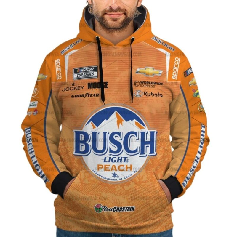 Ross Chastain Nascar Racing 2024 Busch Light Peach Uniform 3D Hoodie 1
