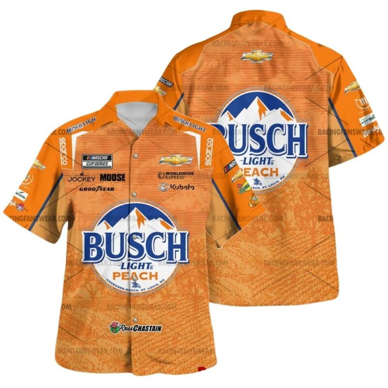 Ross Chastain Nascar Racing 2024 Busch Light Peach Uniform Hawaiian Shirt 1