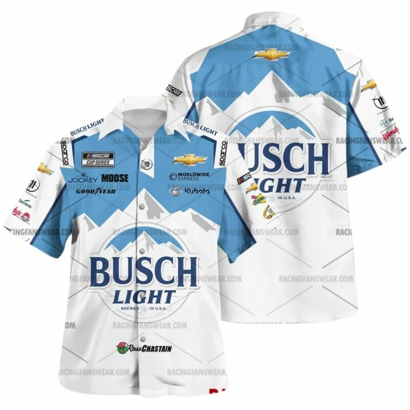 Ross Chastain Nascar Racing 2024 Trackhouse Racing Busch Light Uniform Hawaiian Shirt 1