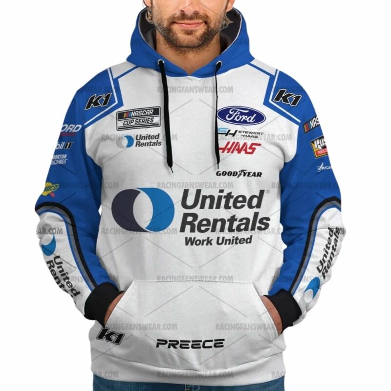 Ryan Preece Nascar Racing 2024 Stewart Haas Racing United Rentals Uniform 3D Hoodie 1